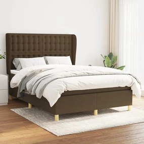 Giroletto A Molle Con Materasso Marrone Scuro 140x200cm Tessuto /