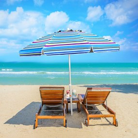 Costway Ombrellone 2,2m da spiaggia con protezione solare UPF50+ inclinato, Ombrellone portatile da esterno Azzurro