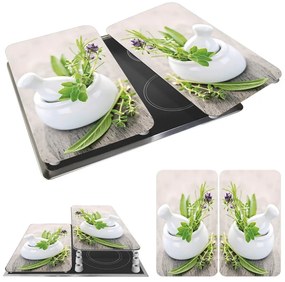 Set di 2 copri stufe in vetro Herbal, 52 x 30 cm Herb Garden - Wenko