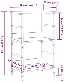 Libreria Grigio Sonoma 50x33x82 cm in Legno Multistrato