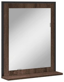 Specchio bagno con ripiano rovere marrone 50x12x60 multistrato
