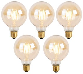 Set di 5 Lampada LED E27 dimmerabile a 3 fasi G95 Goldline 5W 530 lm 2200K