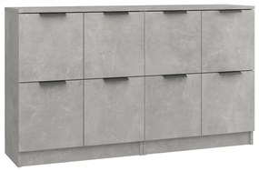 Credenze 2 pz grigio cemento 60x30x70 cm in legno multistrato