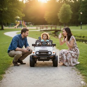 Macchina Elettrica per Bambini Fuoristrada Toyota Fj Cruiser 12V Telecomando Ruote in Gomma e Sedile in Pelle Bianco...