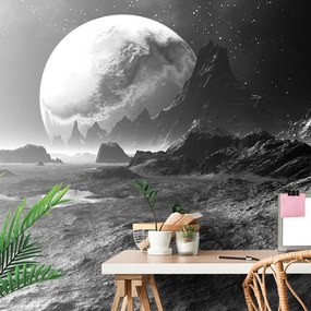 Carta da parati – Paesaggio fantasy in bianco e nero