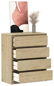 Comodino Sauda Rovere 76,5x39x91 Cm İn Legno Massello Di Pino /