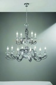 Lampadario 1306 (8+4) 2 piani fume' e cromo attacco e14 d.93cm