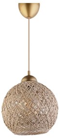 Lampadario beige/dorato con paralume in iuta ø 24 cm – Opviq lights