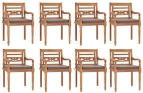 Set Pranzo Giardino 9pz con Cuscini Grigio Scuro Massello Teak