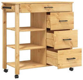 Carrello da cucina monza 84x40x90 cm in legno massello di pino