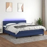 Letto a Molle con Materasso e LED Blu 160x200 cm in Tessuto 3133411