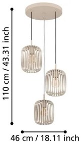 Eglo 900687 - Lampadario a sospensione con filo ROMAZZINA 3xE27/40W/230V beige