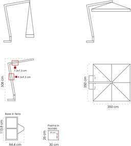 Ombrellone da Giardino Decentrato 3,5x3,5m in Legno Telo in Acrilico con Balza Danieli San Francisco Ecrù...