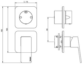 Treemme Pa36 RWIT8BC2CC01 miscelatore doccia monocomando con deviatore 2 uscite senza parte incasso cromo