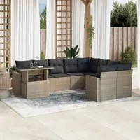 Set Divano Giardino 10 pz con Cuscini Grigio Chiaro Polyrattan 3267512