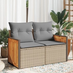 Divano da giardino con cuscini a 2 posti beige in polyrattan