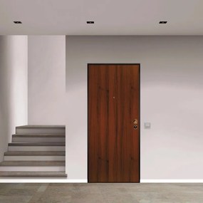 Porta blindata YALE Super L 90 x H 210 cm in melaminico noce scuro, apertura spingere a sinistra, falso telaio incluso
