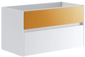 Mobile da bagno sotto lavabo Niwa bianco laccato opaco L 89.5 x H 50 x P 45.5 cm 2 cassetti, lavabo non incluso