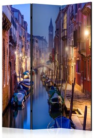 Paravento Sera a Venezia - architettura notturna su fiume e barche