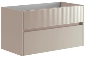 Mobile da bagno sospeso sotto lavabo L 89.5 x H 50 x P 45.5 cm beige laccato opaco, 2 cassetti Niwa