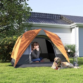Tenda da Campeggio per 3 Persone Impermeabile 200x200x135H cm Impermeabile con Tasca e Gancio per Lanterna Arancione...
