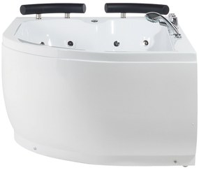 Vasca con idromassaggio e LED angolare bianca versione destra 160 x 113 cm PARADISO Beliani