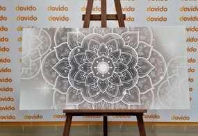 Stampa su tela – Mandala orientale in bianco e nero