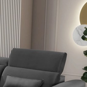 Divano angolare grigio scuro allungabile/con contenitore (con penisola a sinistra/con chaise lounge) e rivestimento in velluto Foble – ELTAP