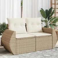 Divano da Giardino con Cuscini a 2 Posti Beige in Polyrattan 366080