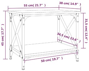 Tavolino Rovere Marrone 55x38x45 cm in Legno Multistrato