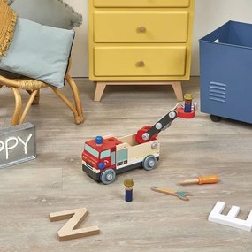Janod - Set di costruzioni in legno BRICOKIDS camion dei pompieri