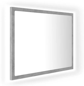 Specchio da bagno a led grigio 60x8,5x37 cm in acrilico