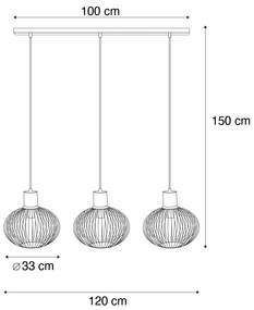 Lampada a sospensione moderna a filo nera con beige a 3 luci - Gila