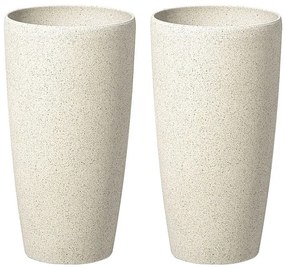 Set di 2 vasi polvere di pietra beige chiaro ⌀ 23 cm ABDERA Beliani