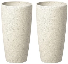 Set di 2 vasi polvere di pietra beige chiaro ⌀ 23 cm ABDERA Beliani