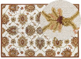 Tappeto lana beige e marrone 140 x 200 cm EZINE Beliani
