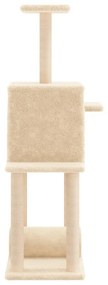 Albero per gatti con tiragraffi in sisal crema 122 cm