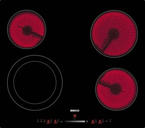 Beko - piano cottura in vetroceramica 4 fuochi 6700w nero - hic64502t