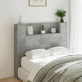 Testiera Con Contenitore A Led Grigio Cemento 120x16,5x103,5 Cm /