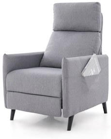 Costway Poltrona reclinabile con sedile imbottito schienale e poggiapiedi regolabili, Poltrona in tessuto di lino Grigio