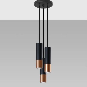 Sollux SL.0949 - Lampadario a sospensione con filo LOOPEZ 3xGU10/10W/230V arrotondato nero/rame