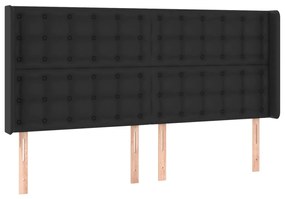 Testiera ad orecchio nera 203x16x118/128 cm in similpelle