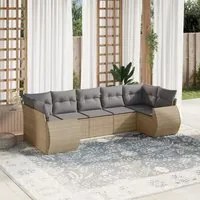 Set Divani da Giardino 7 pz con Cuscini Beige in Polyrattan 3254126