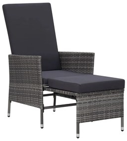 Set Divani da Giardino 2 pz con Cuscini in Polyrattan Grigio