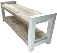 Panca da giardino in legno Londra dimensioni 120Lx40Hx38P cm con gambe Colore Bianco con cuscino incluso