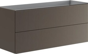 Cassettiera Opera con 2 cassetti, cannettatolaccato opaco grigio carbone L119,5 H50 P45,5 cm