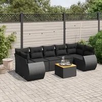 Set Divani da Giardino con Cuscini 8 pz Nero in Polyrattan 3224914