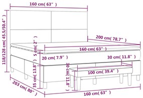 Giroletto a Molle con Materasso Grigio Scuro 160x200 cm Velluto