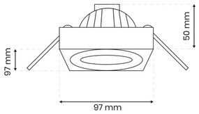 Faretto da incasso NUSA 1xGU5,3/MR16/50W/12V quadrato nero
