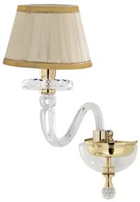 Lampada Applique da parete BACH con paralume in vetro trasparente 1 LUCE ORO